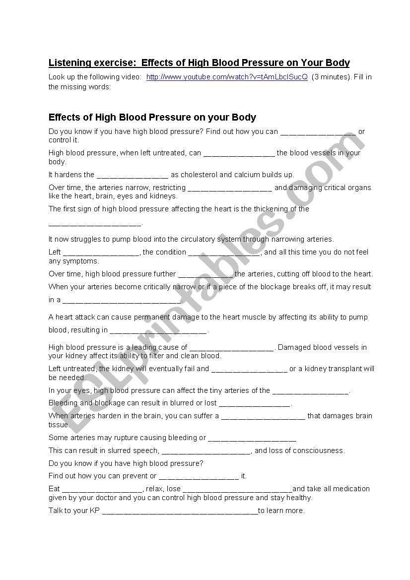 High blood pressure and its effects