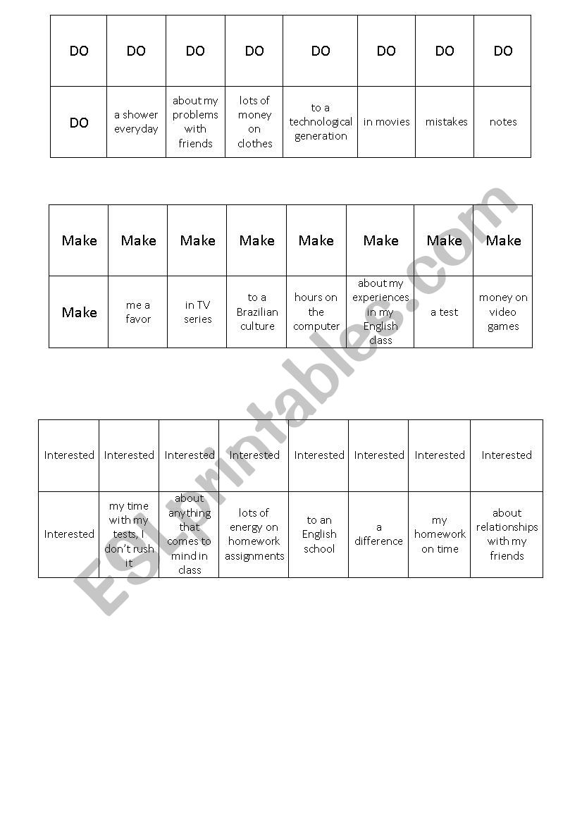 Collocation dominoes worksheet