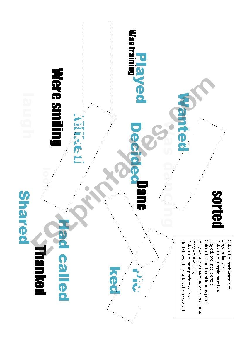 4 Tenses Colouring Sheet worksheet