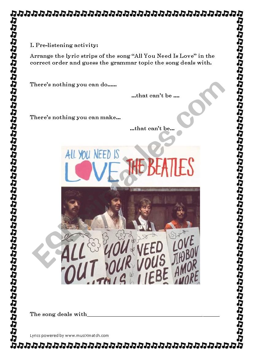 Songsheet All You Need Is Love