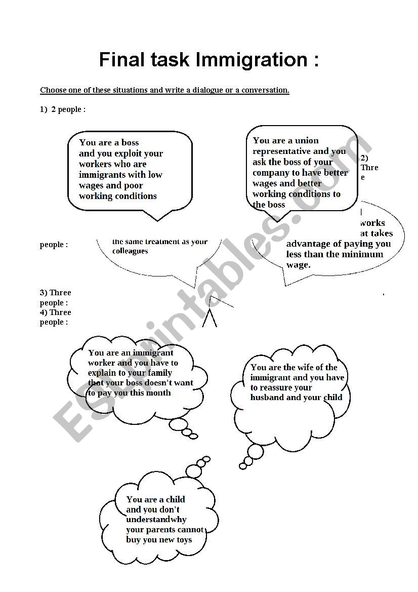 Write a dialogue on immigration