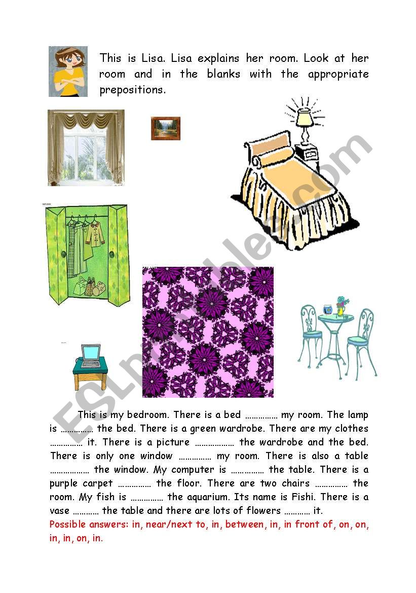 furniture in my room worksheet