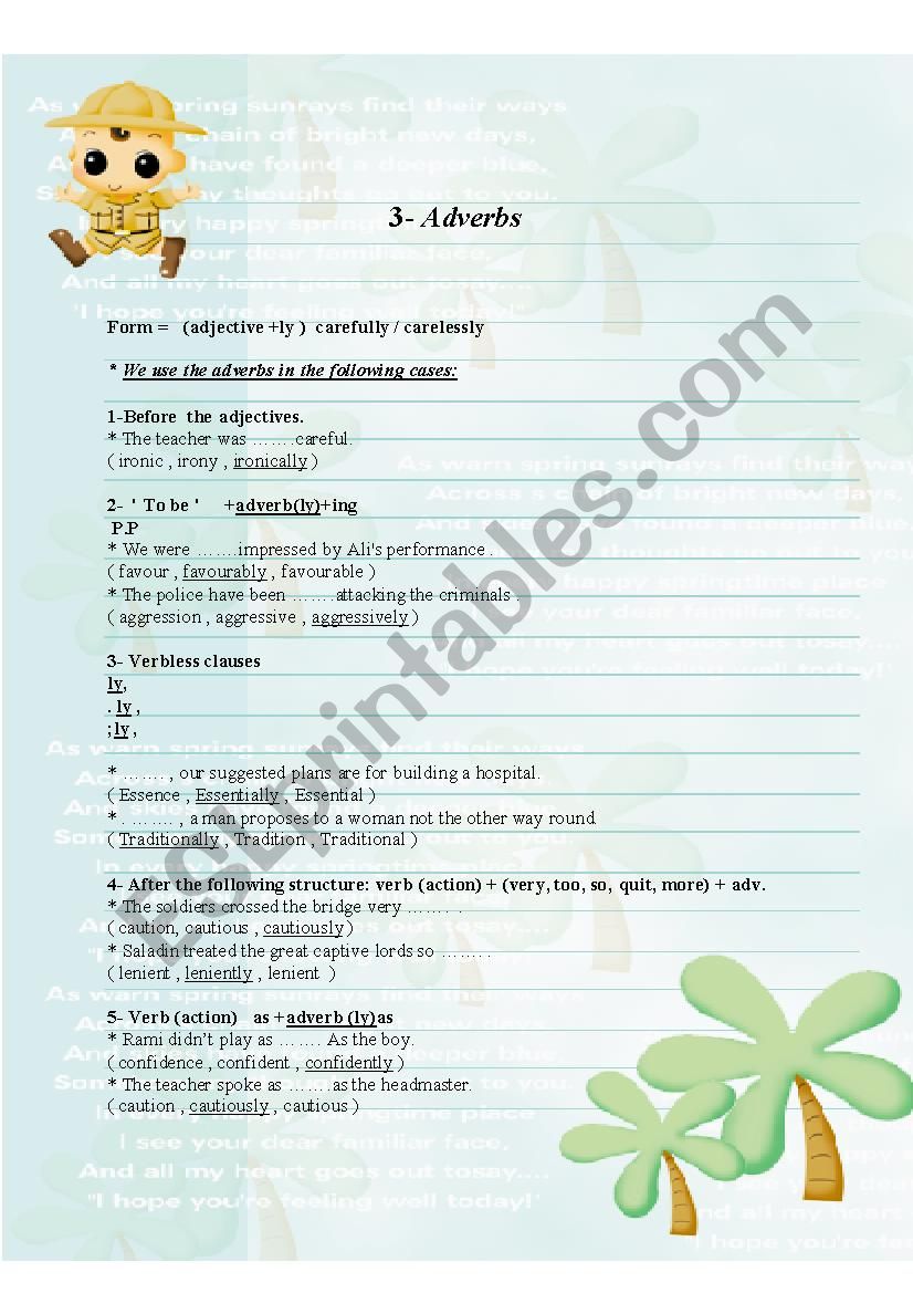 adverbs worksheet