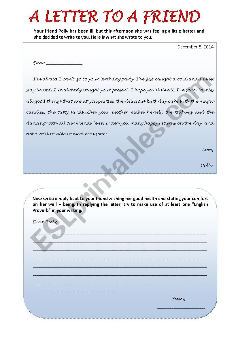 English Proverb Letter worksheet