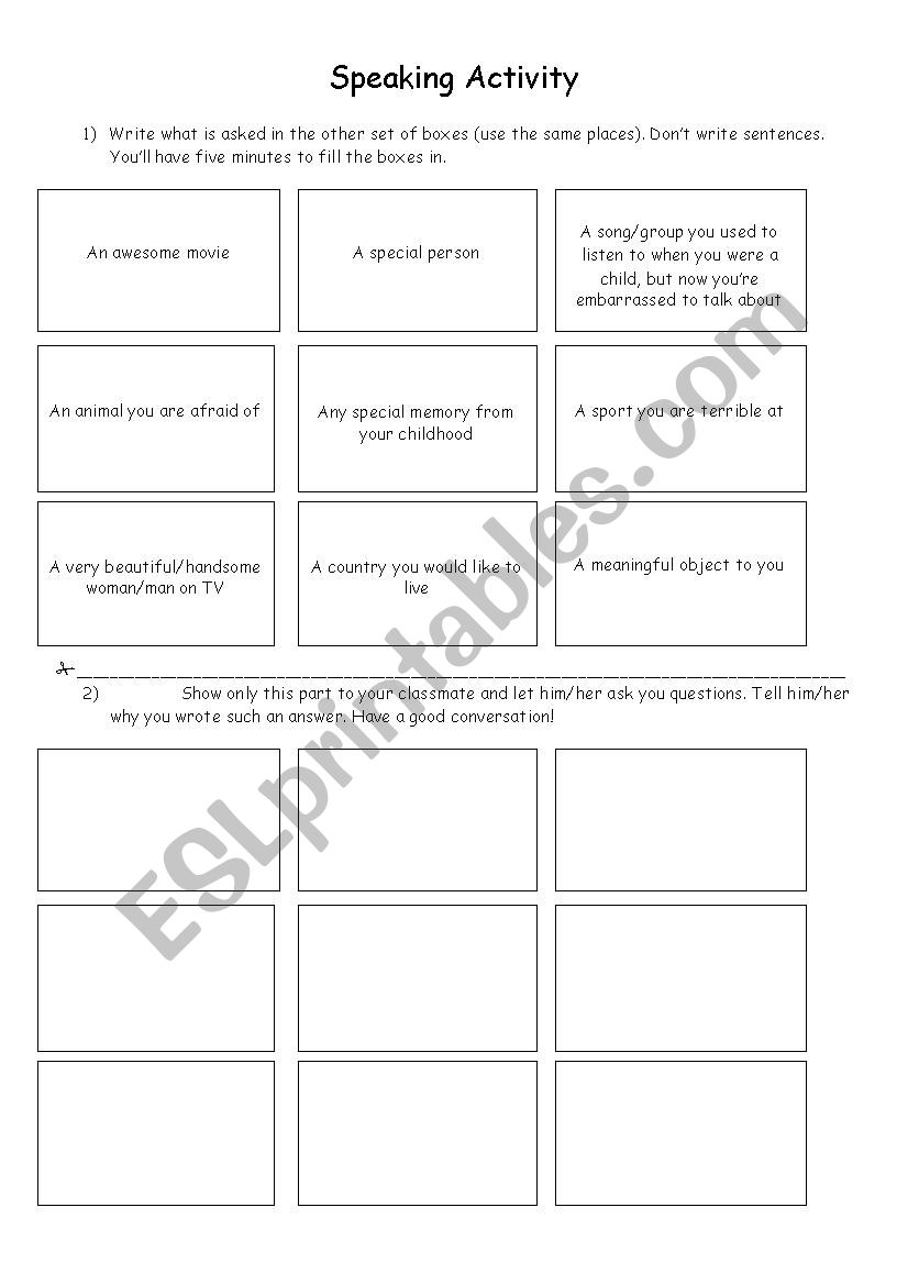 Speaking Worksheet worksheet