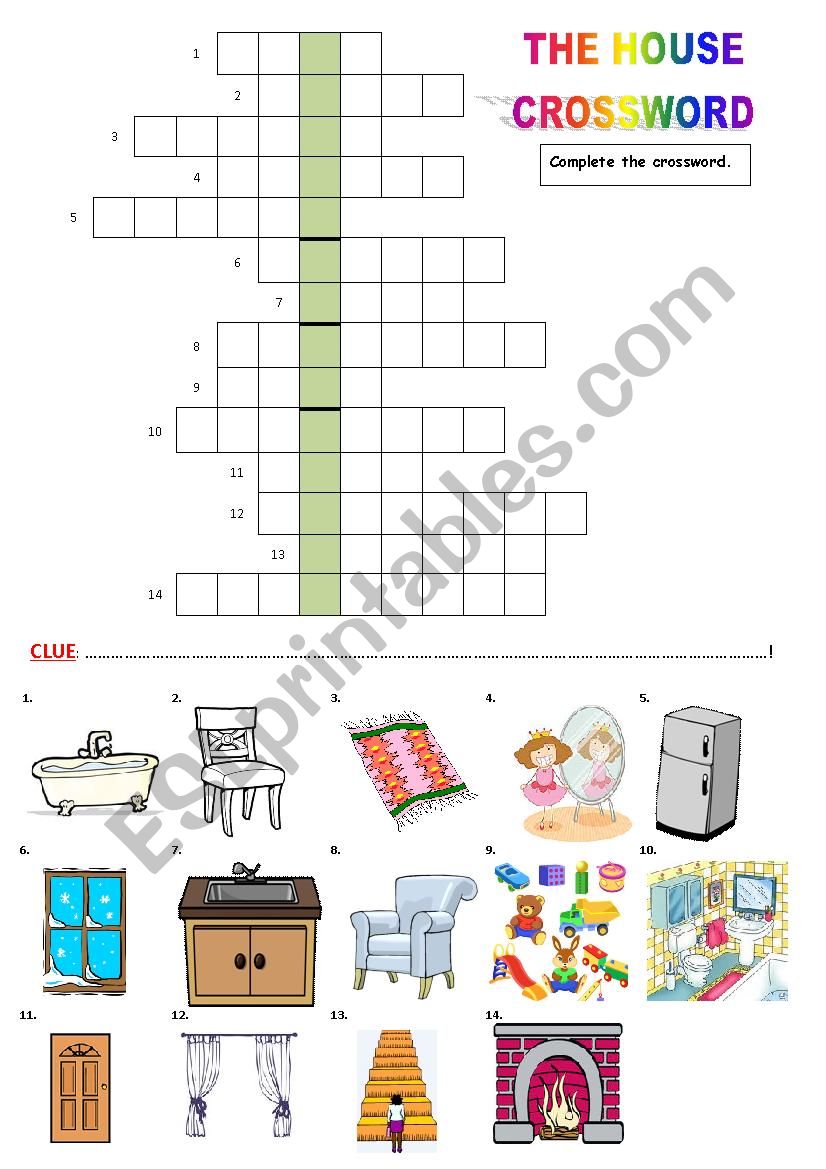 Furniture and house objects worksheet