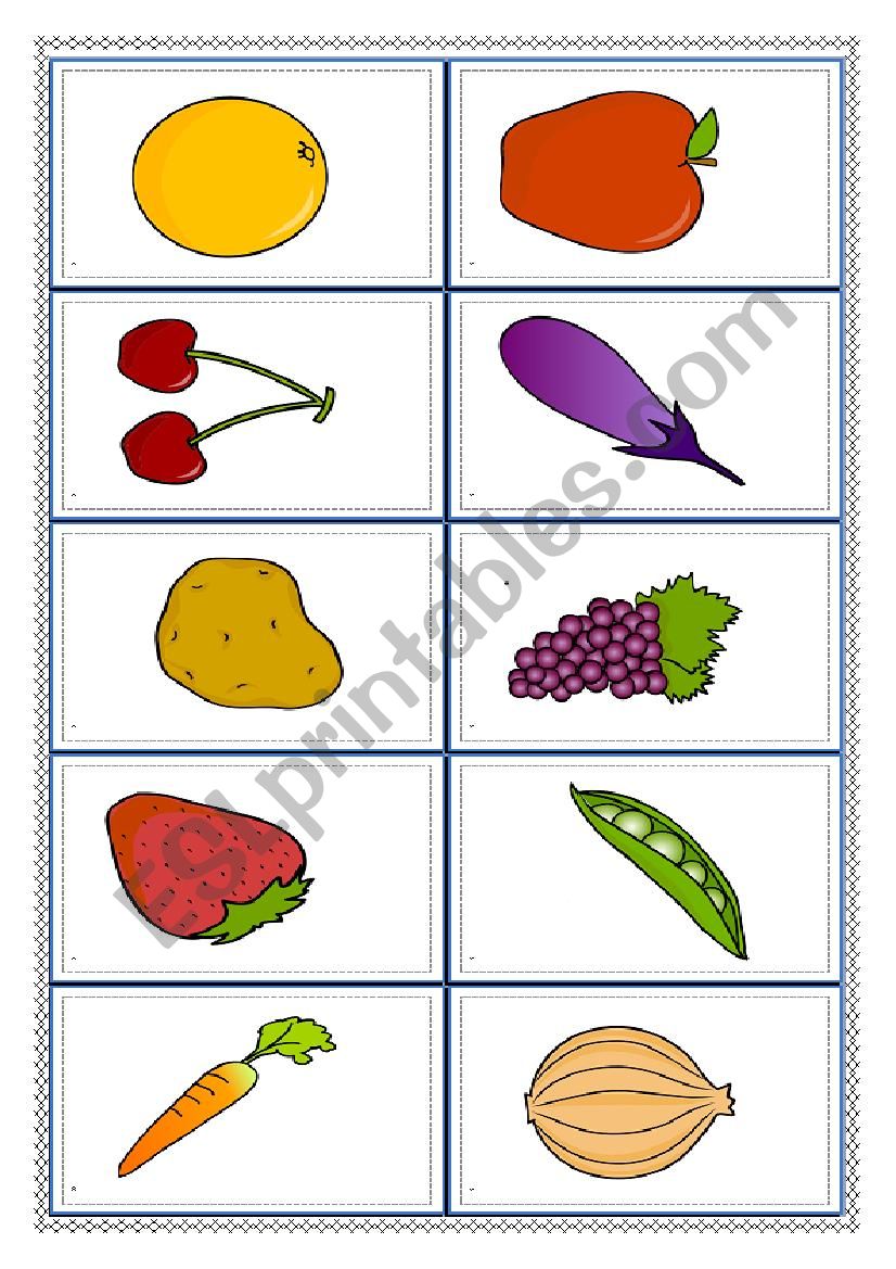 Food bingo worksheet