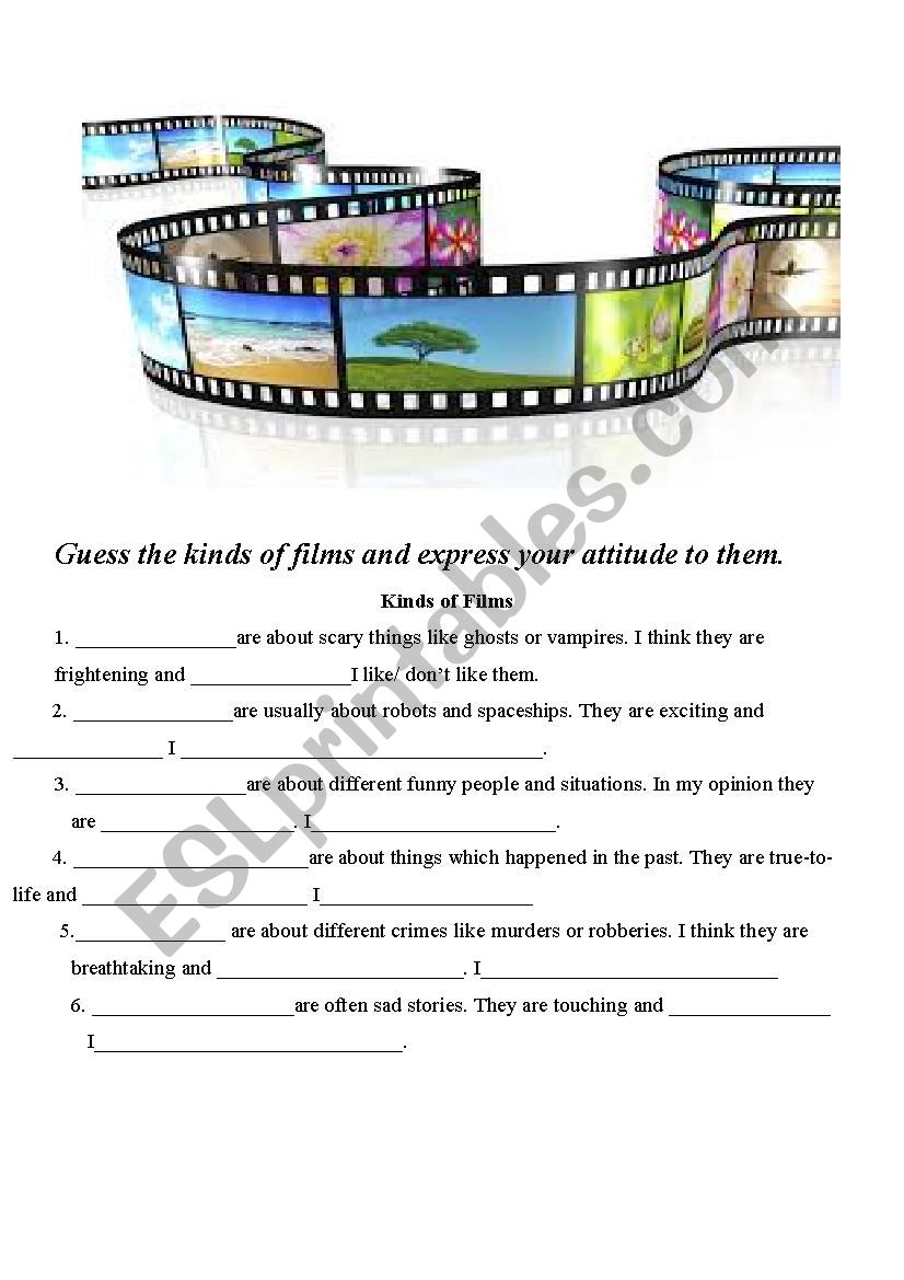 Guess the kinds of films worksheet