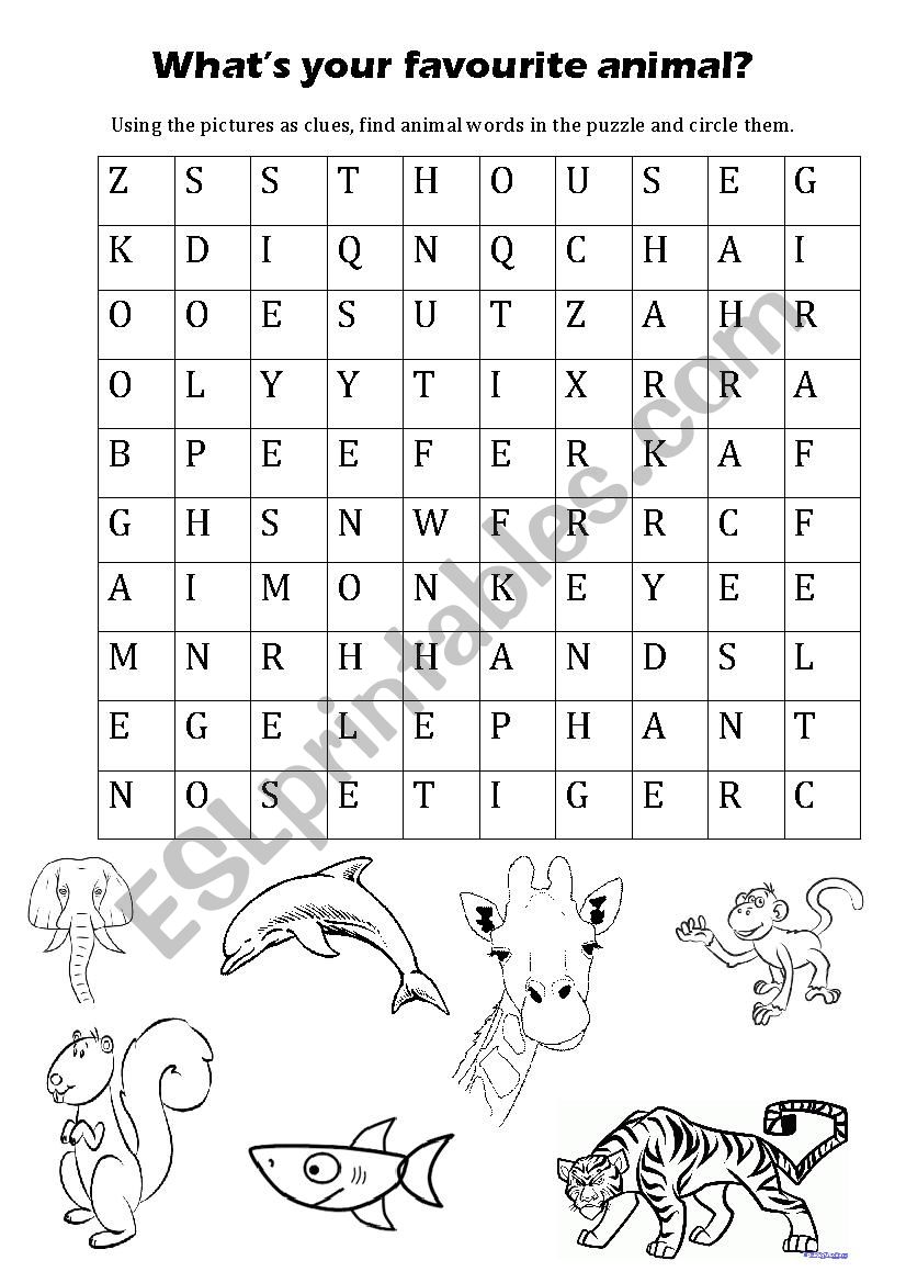 Favourite animal worksheet