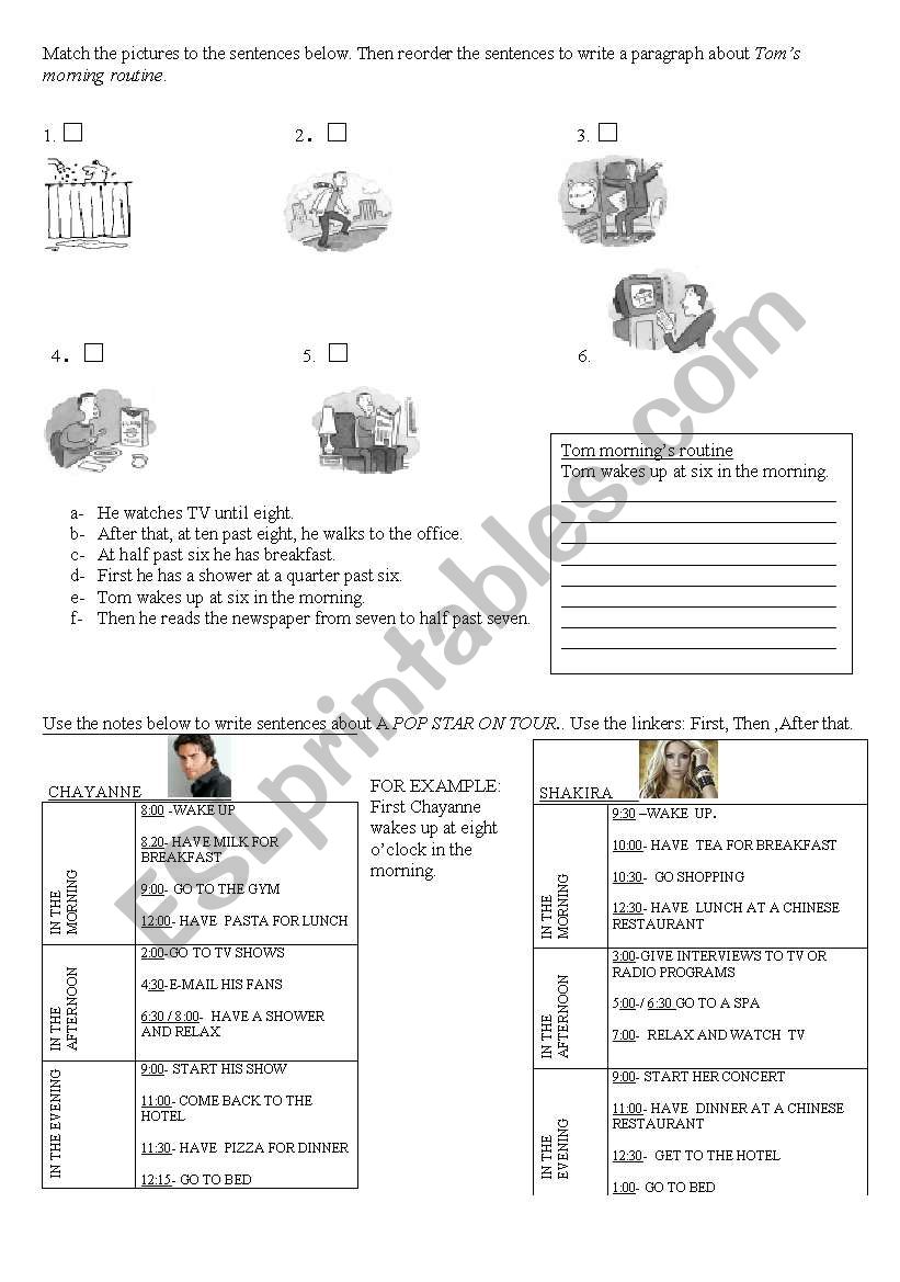 Present simple for routine worksheet