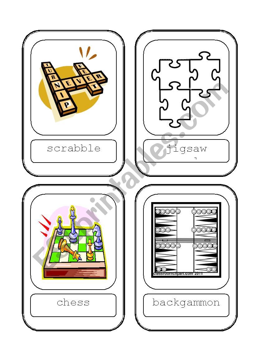 GAMES  FLASHCARDS (24 CARDS ) worksheet