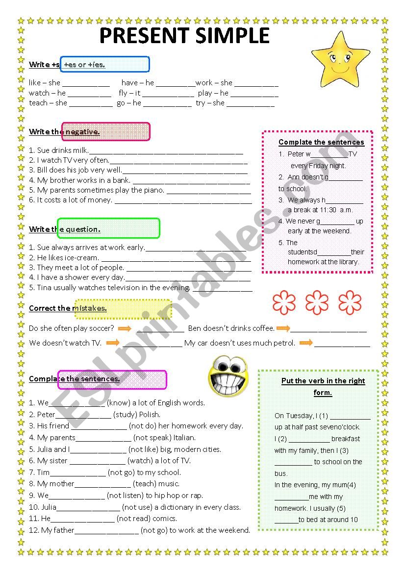 Present Simple Tense worksheet