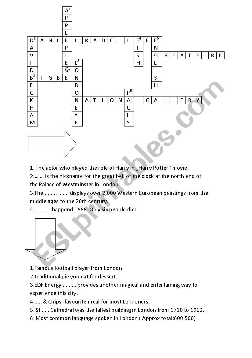 crossword worksheet