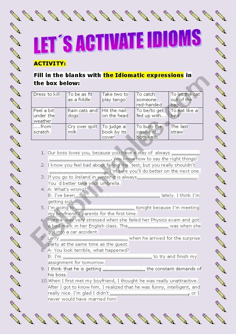 Lets Activate Idioms worksheet