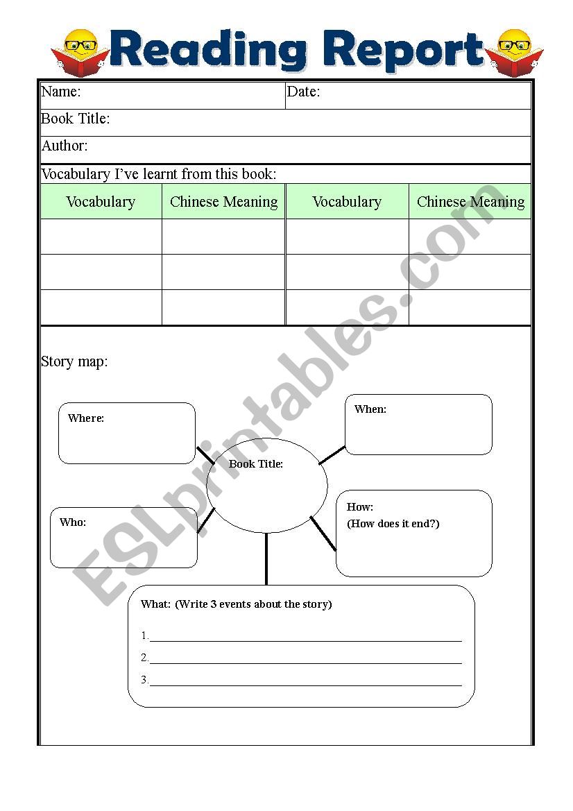 reading report worksheet