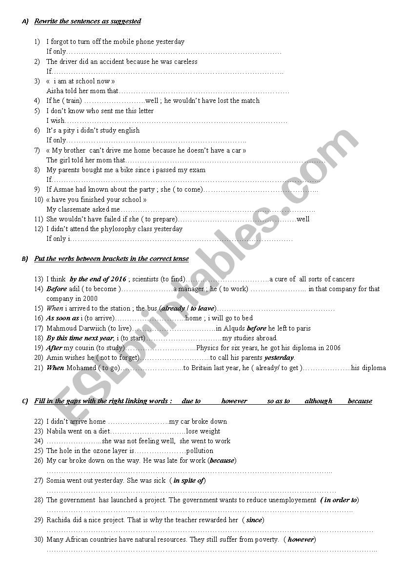 grammar worksheet