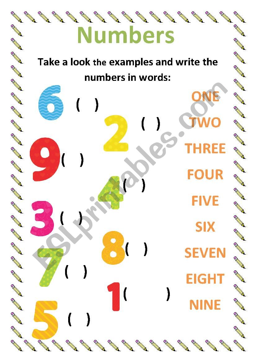 Numbers worksheet