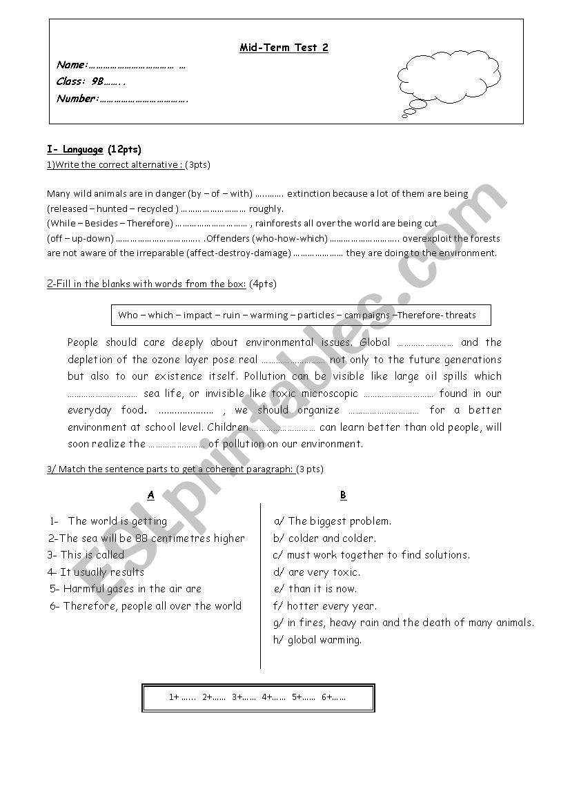 Mid-Term Test 2 9th Form Language