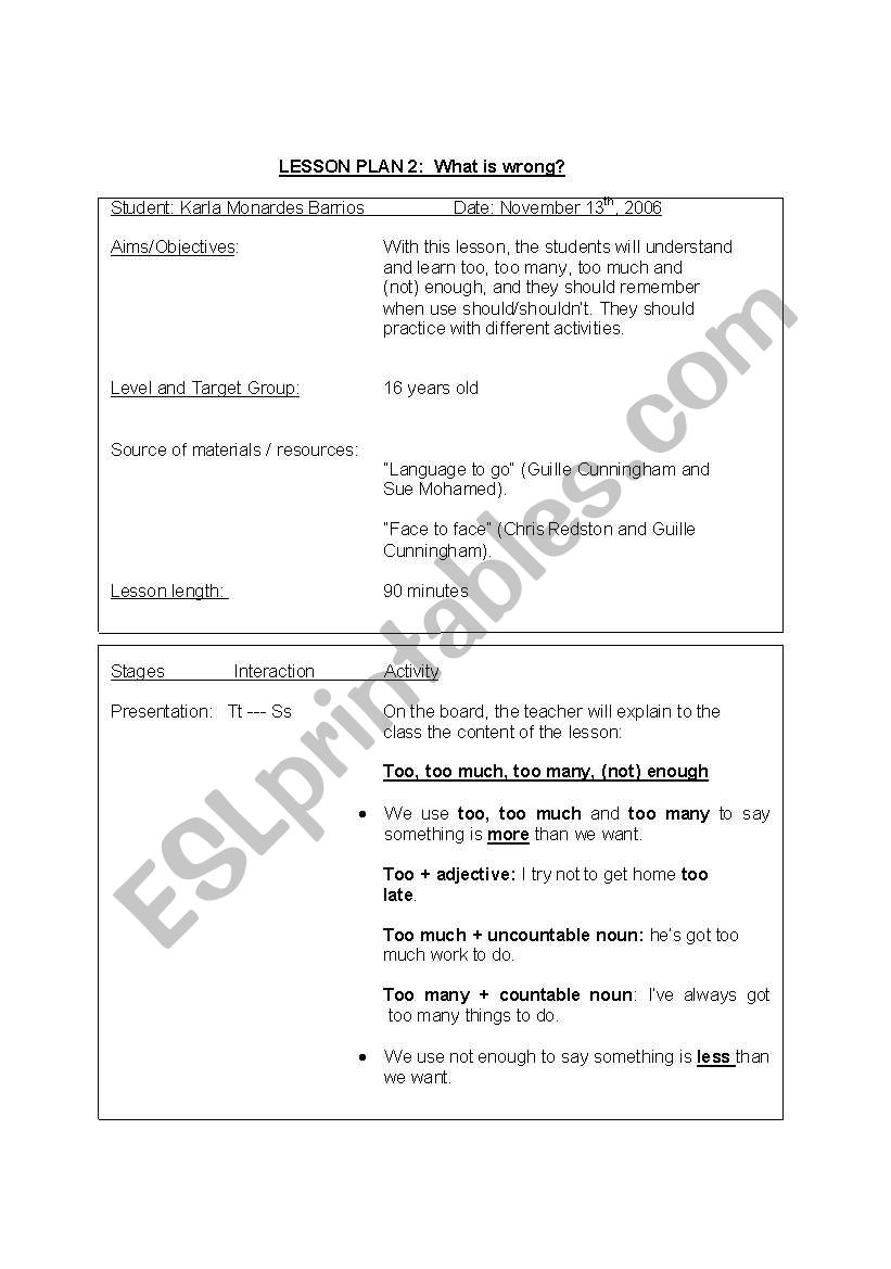 What is wrong?  worksheet