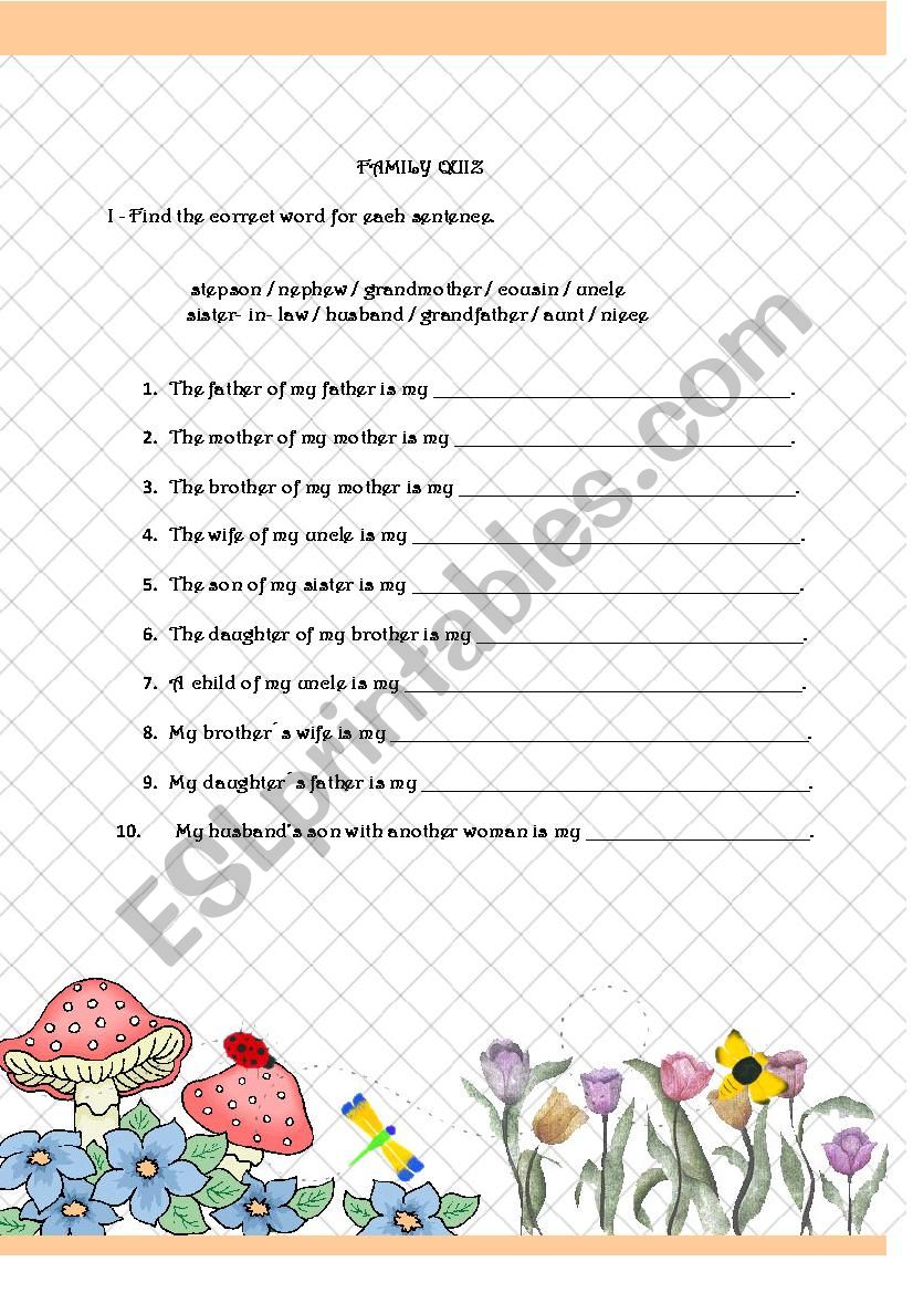 Family Quiz worksheet