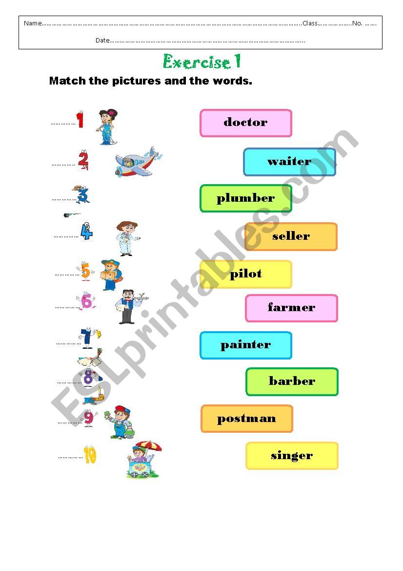 occupation worksheet