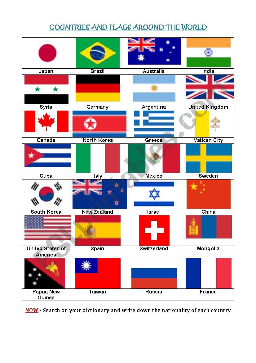 Flags and countries around the world