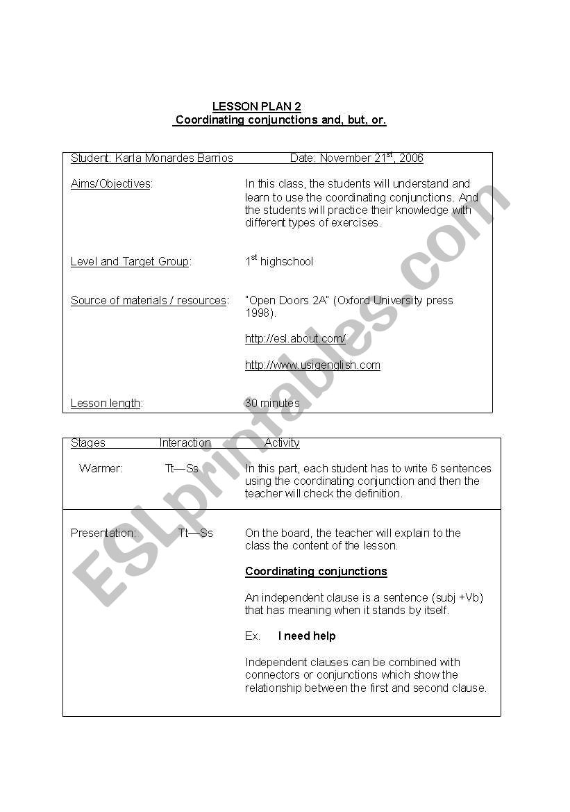 Conjuntions  worksheet