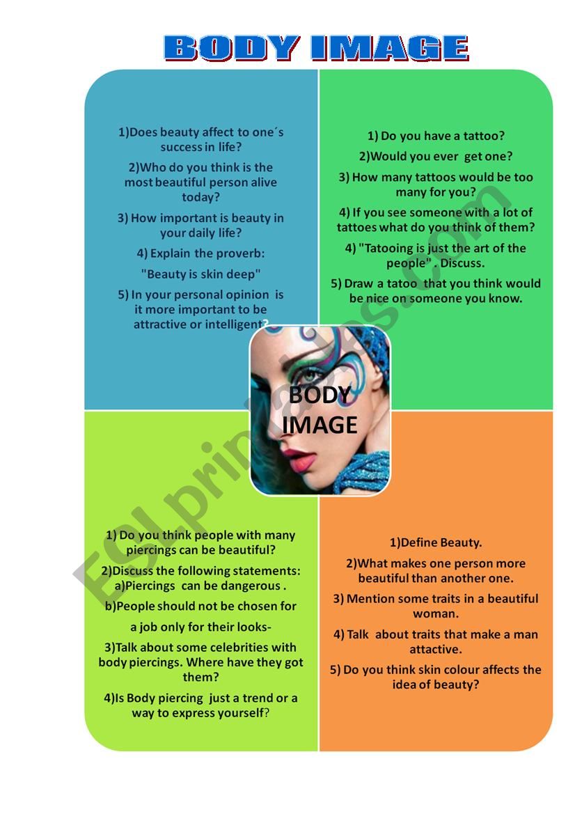 Talking about Body Image worksheet