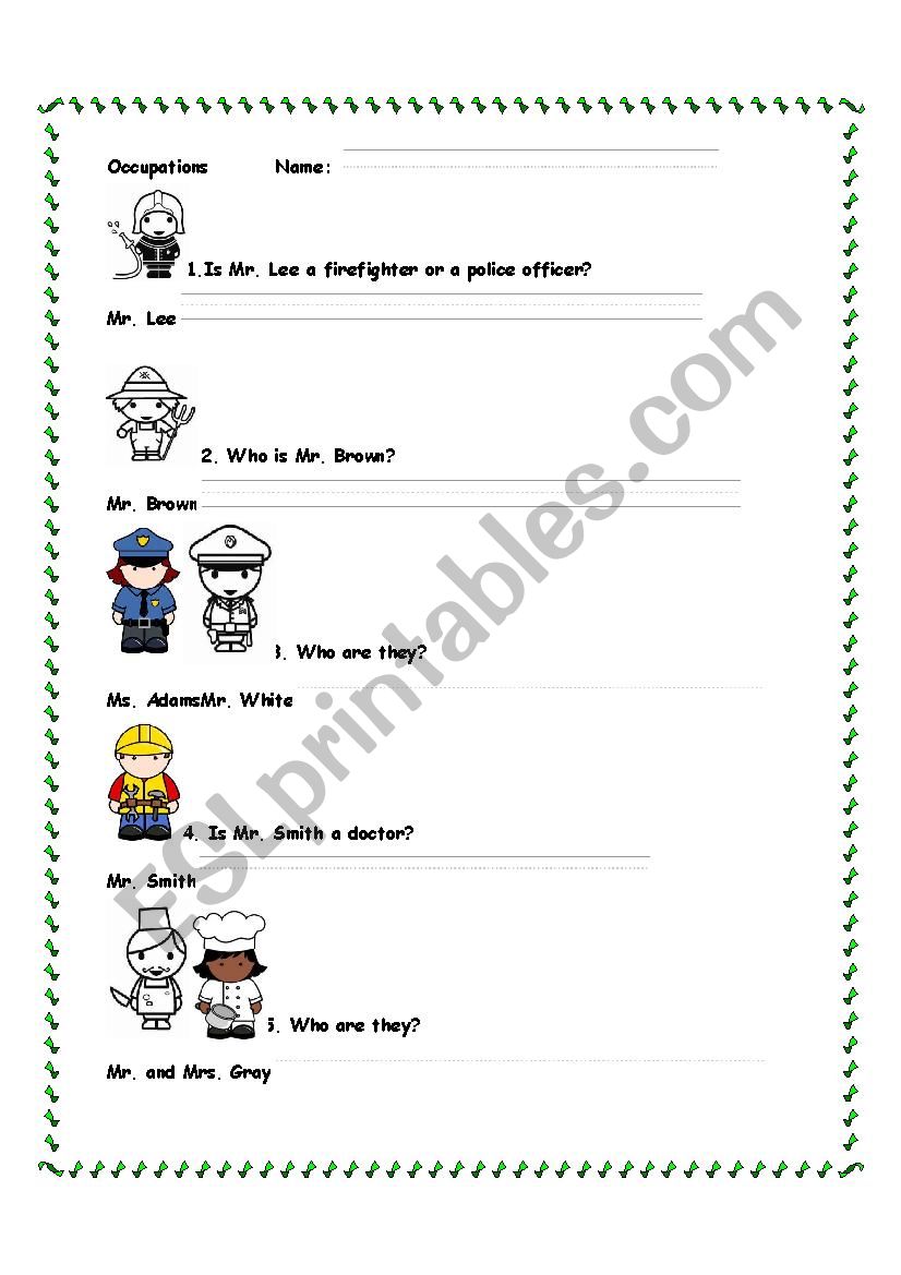 Who? worksheet