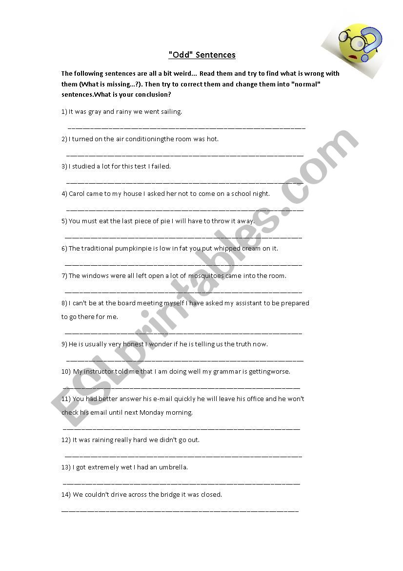 Connectors worksheet