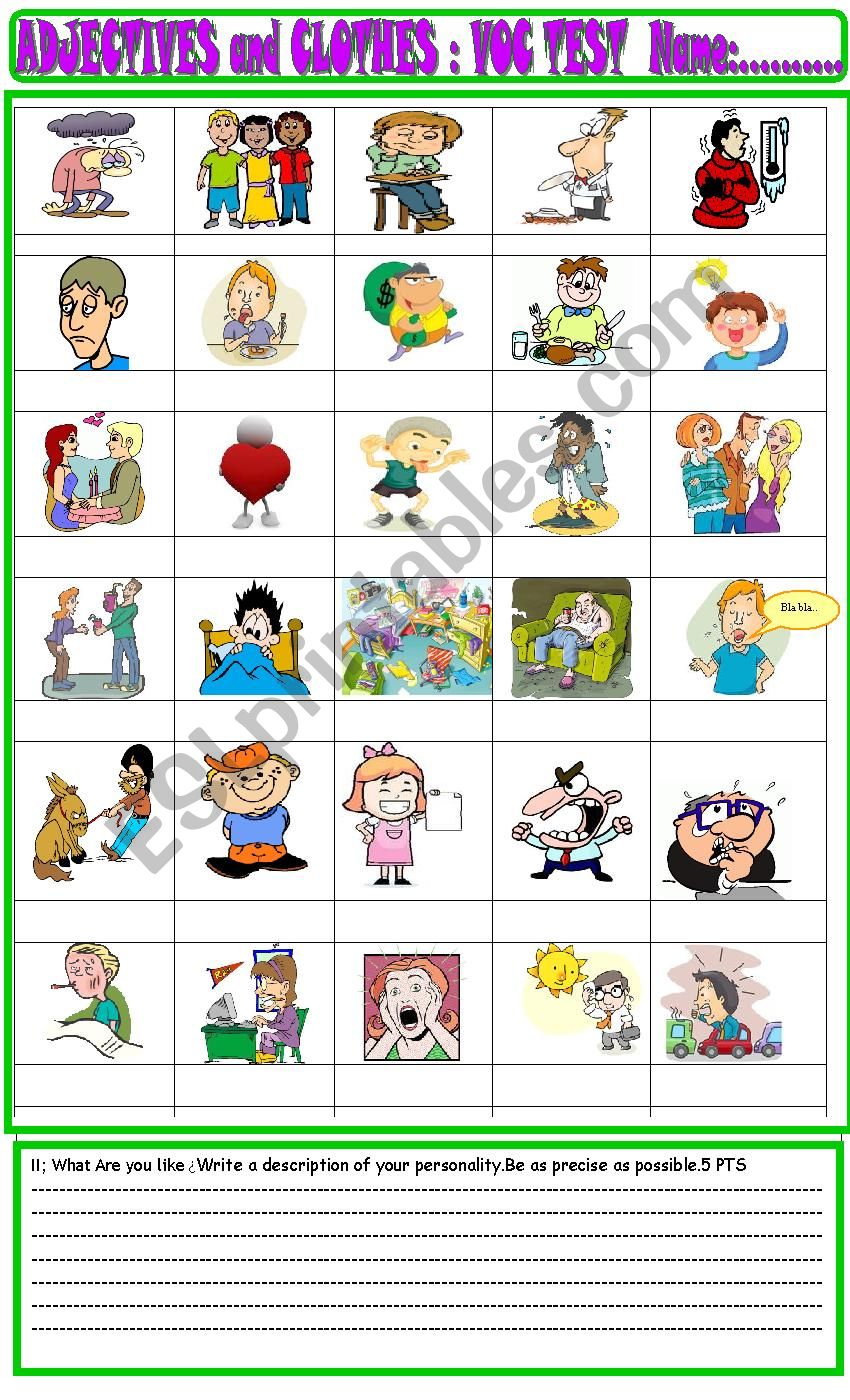 personality-adjectives-clothes-basic-vocabulary-test-esl-worksheet