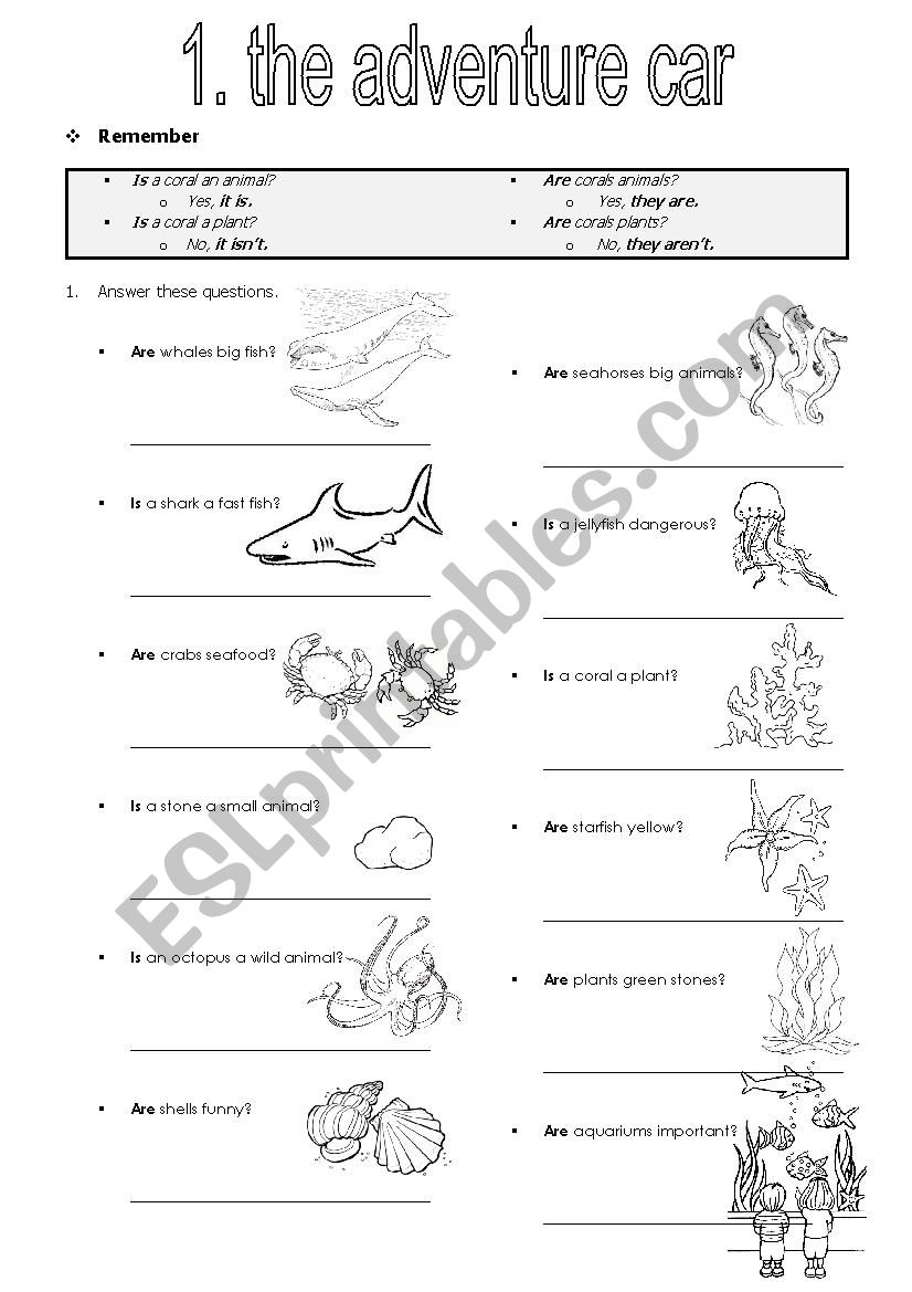 Adventture car worksheet