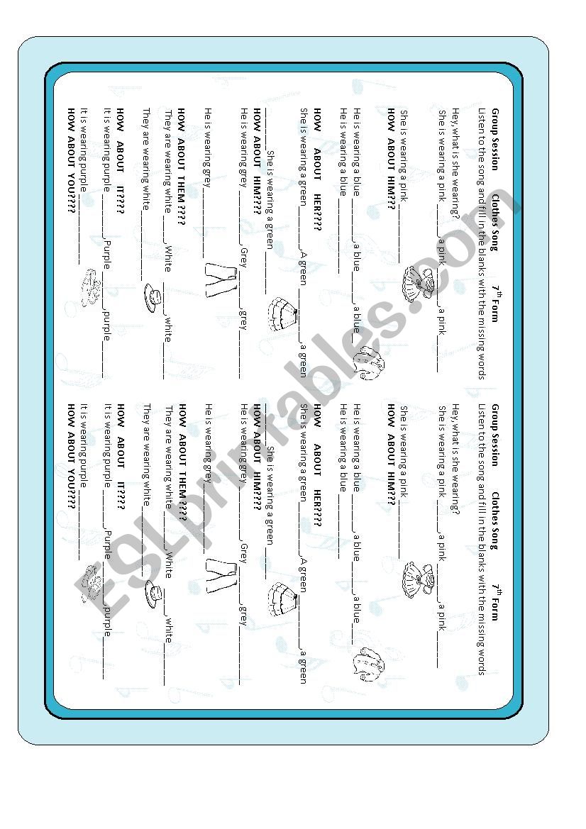 Clothes Song worksheet