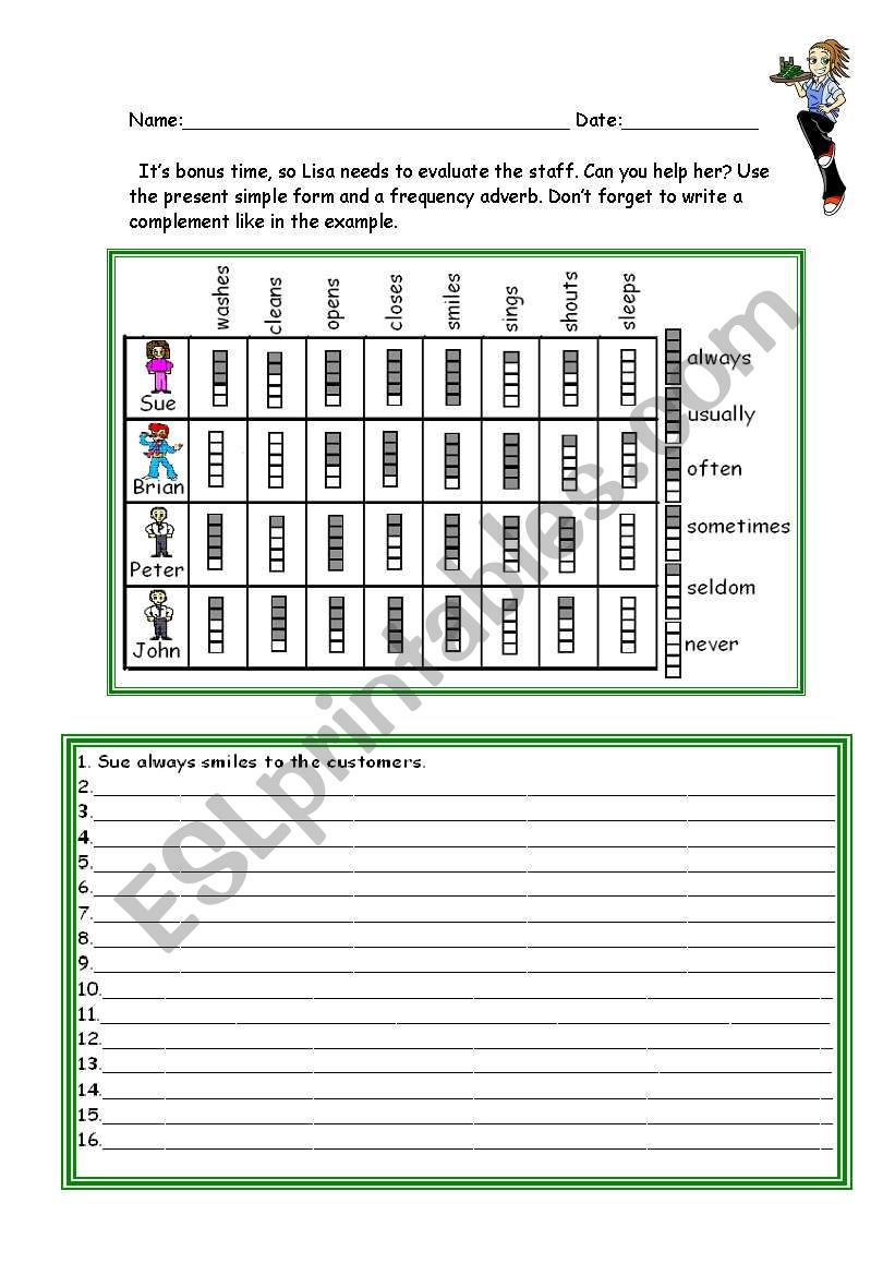 Lisa & the present simple worksheet