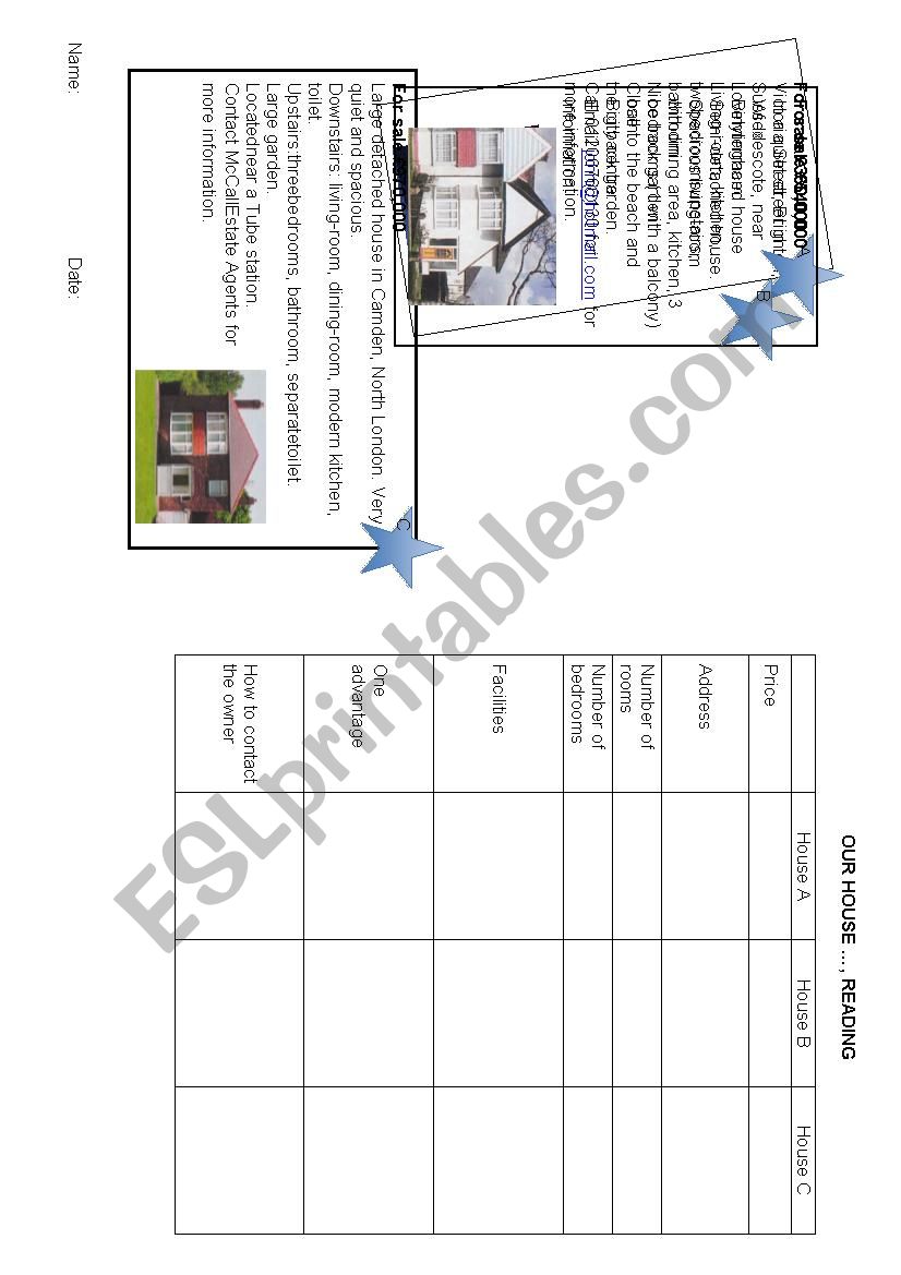 Houses for sale worksheet