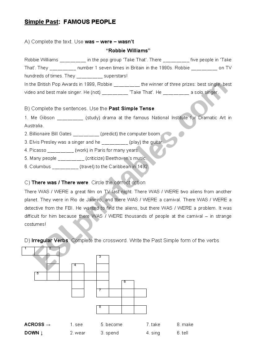 Simple Past: Famous People worksheet