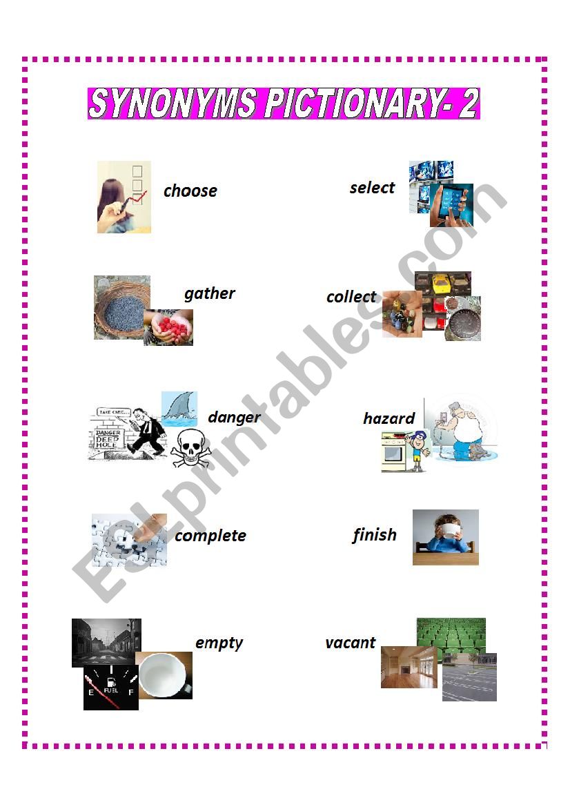 SYNONYMS PICTIONARY 2 worksheet