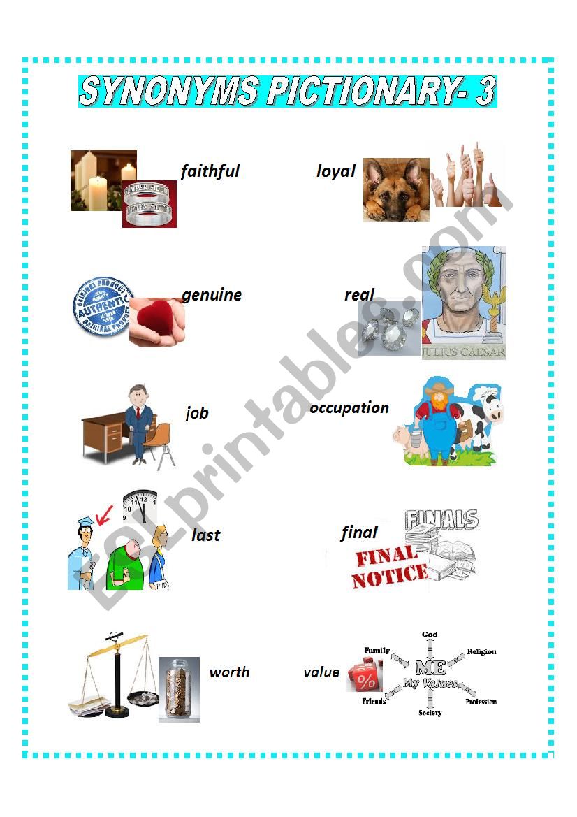 SYNONYMS PICTIONARY 3 worksheet