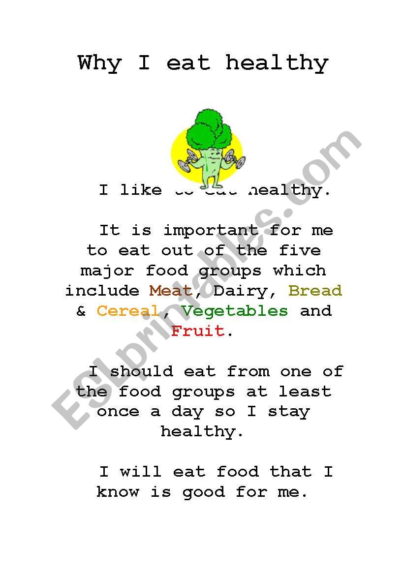 Why I eat Healthy food. worksheet