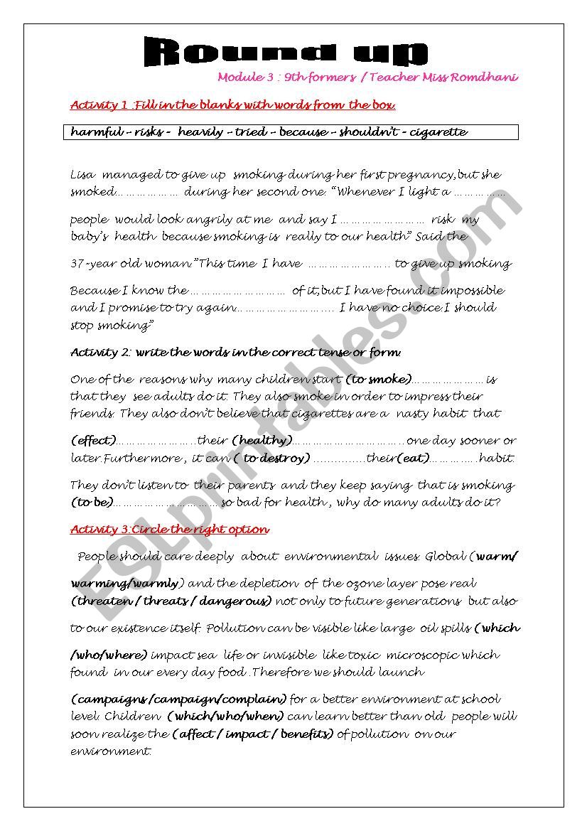 round up worksheet