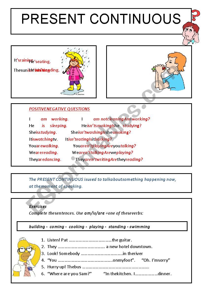 PRESENT CONTINUOUS worksheet