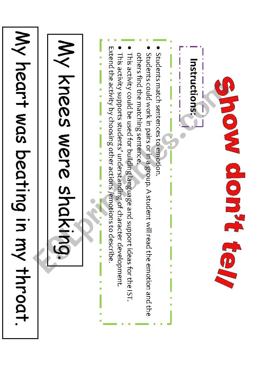  Show dont tell worksheet