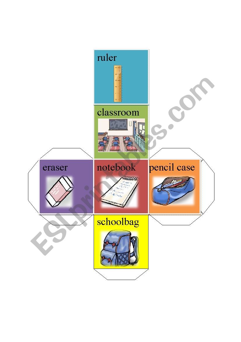 classroom stationary dice-ruler classroom notebook schoolbag pencil case eraser