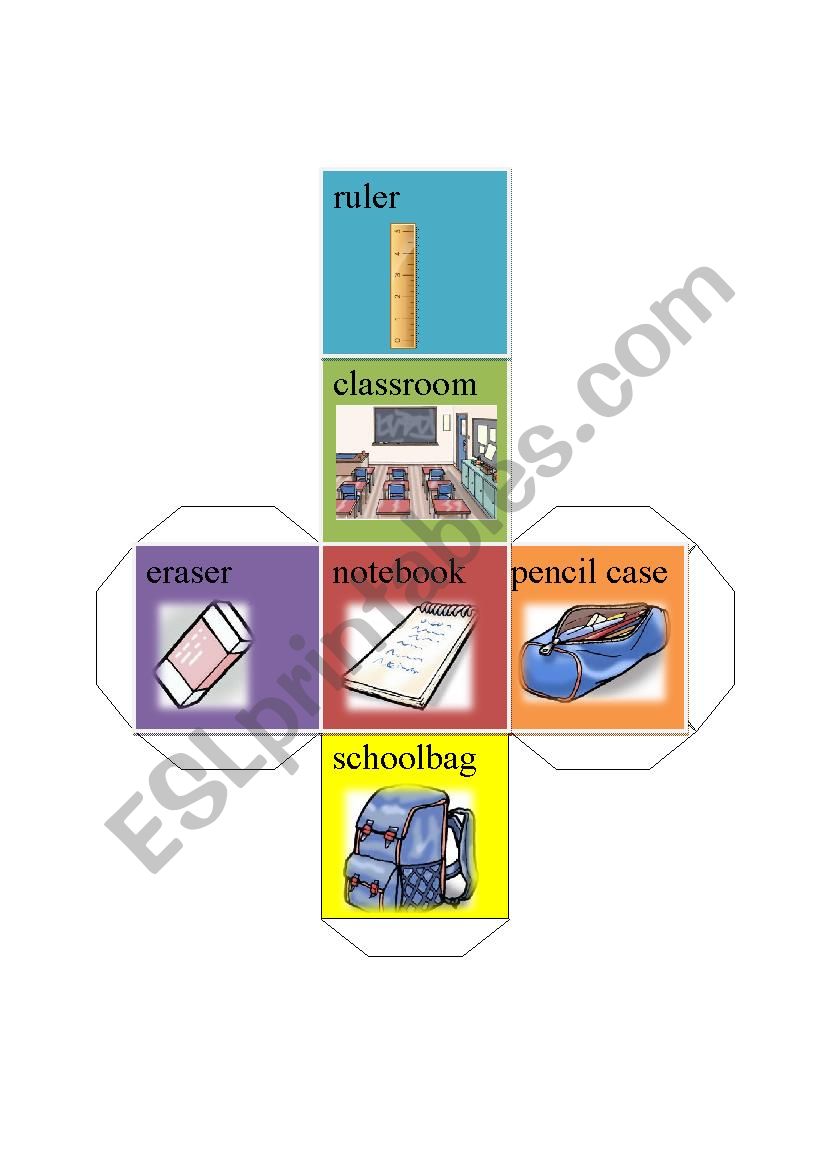 classroom stationary dice-ruler classroom notebook schoolbag pencil case eraser