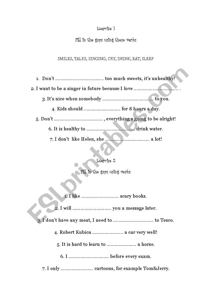 Verbs  worksheet
