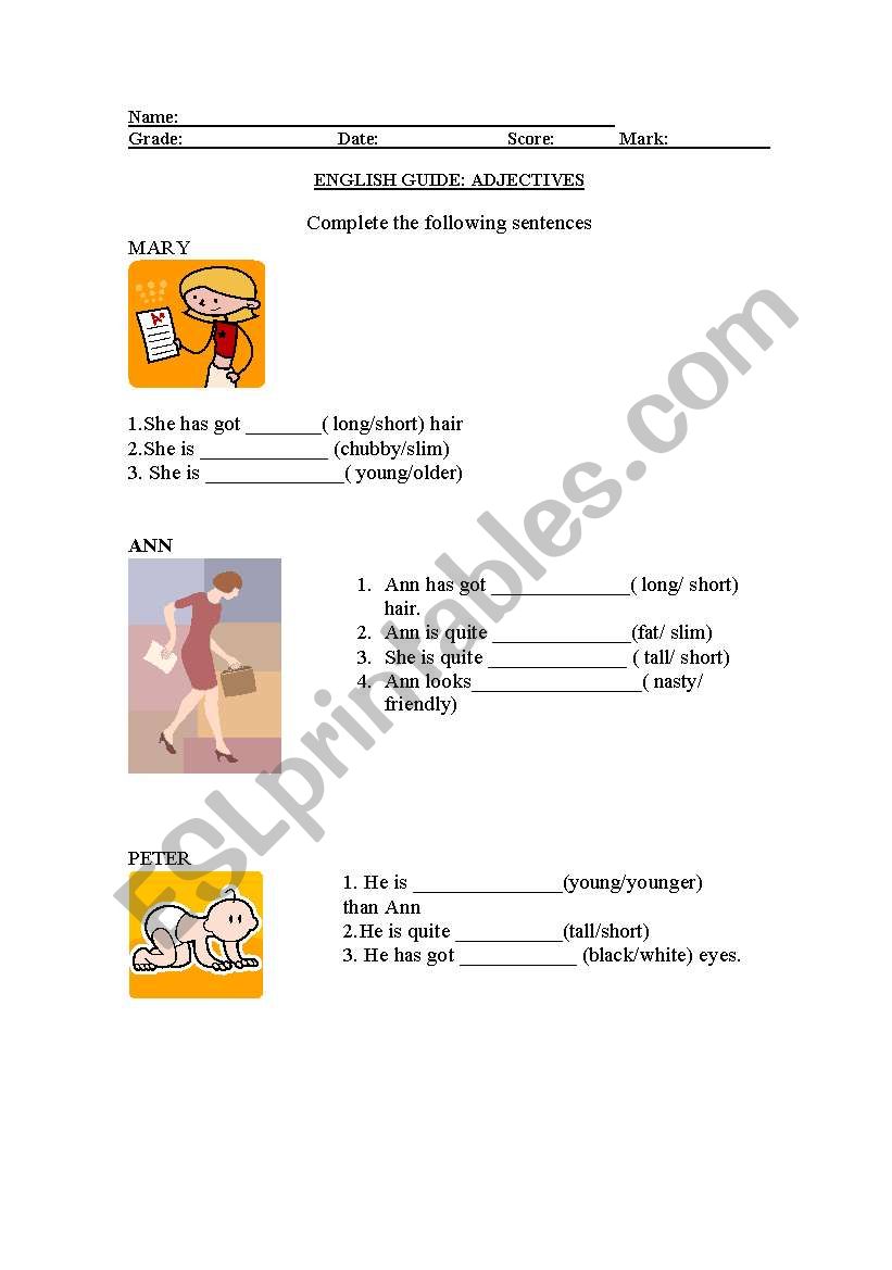 ADJECTIVES worksheet