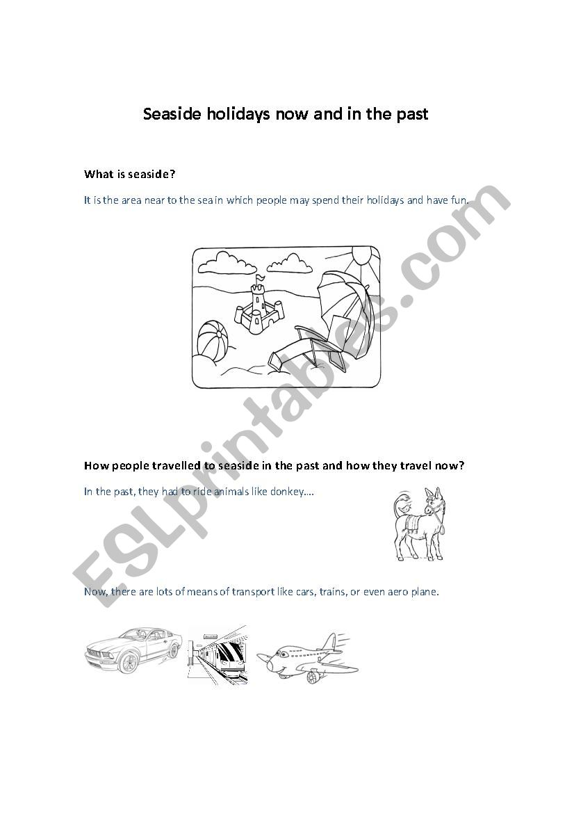 seaside now and in the past worksheet