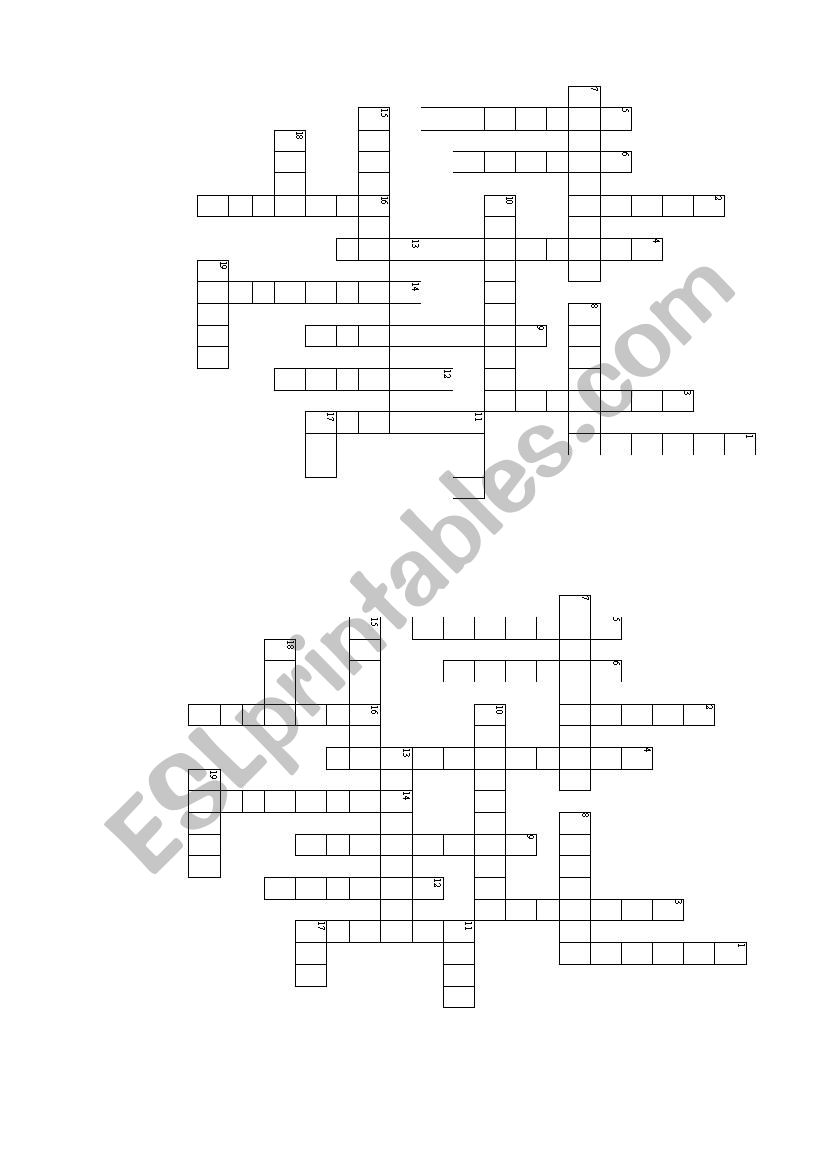 crossword worksheet