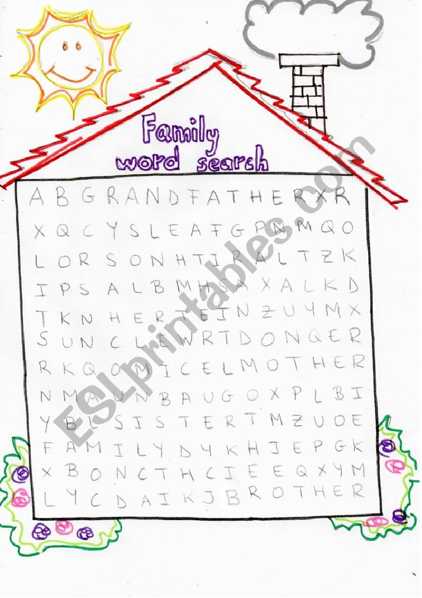 Family wordsearch worksheet