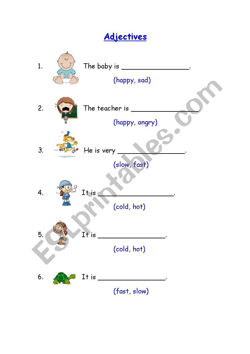 Adjectives worksheet